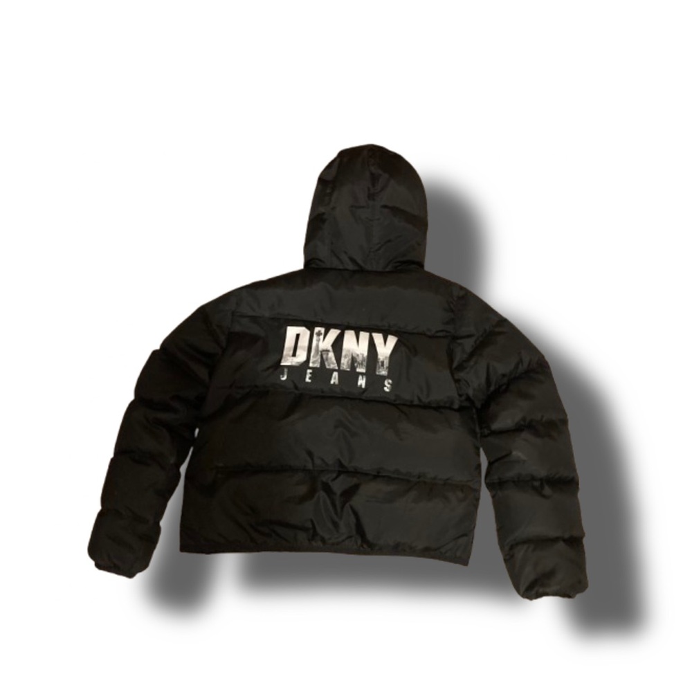 DKNY y2k black puffer jacket with hood from the 2000’s